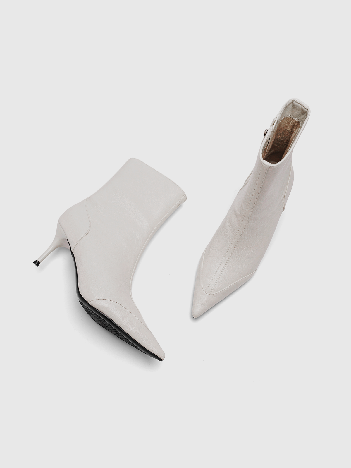 Cihi Textured Pointed Stiletto Ankle Boots
