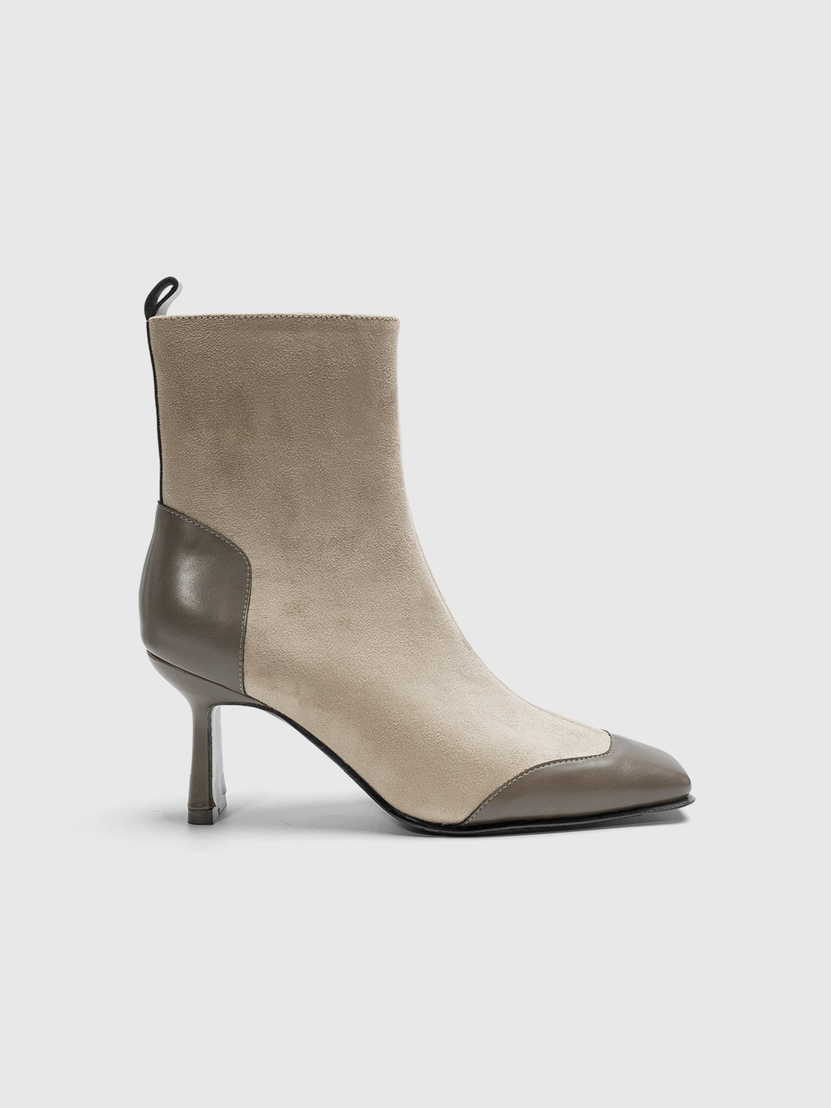 Cihi Vintage Colorblock Square-Toe Ankle Boots