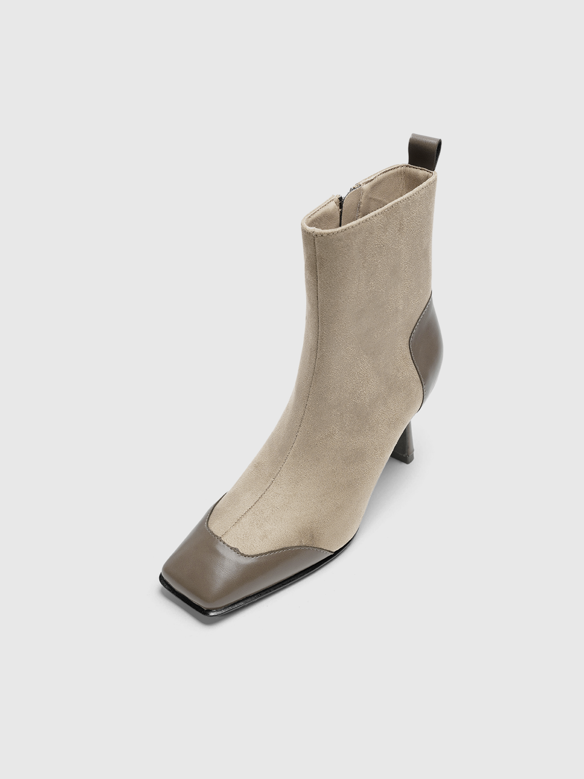 Cihi Vintage Colorblock Square-Toe Ankle Boots