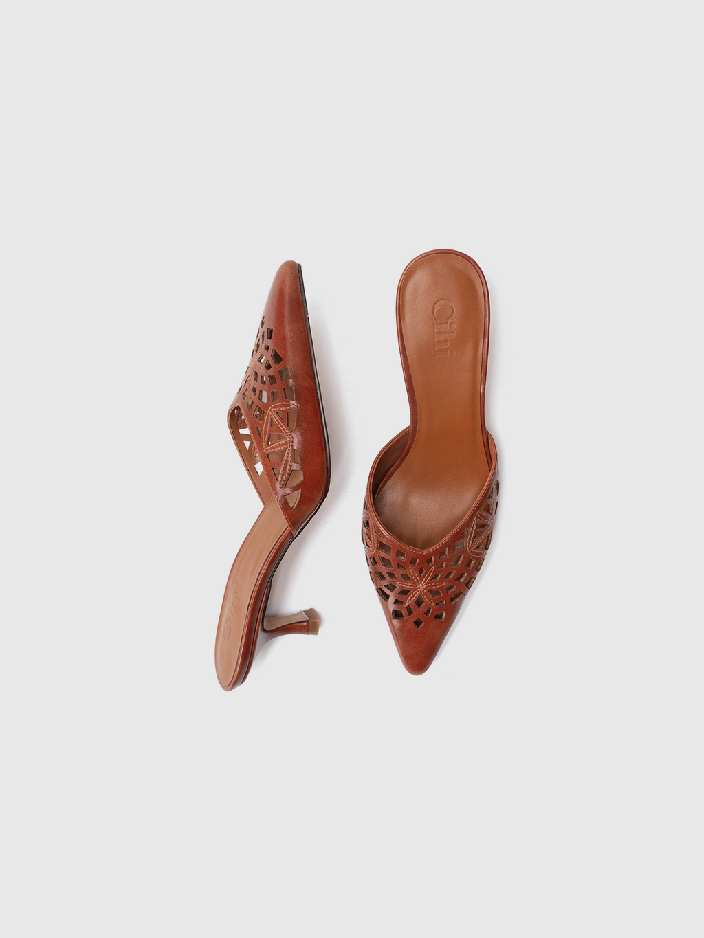 Cihi Architectural Floral Kitten-Heel