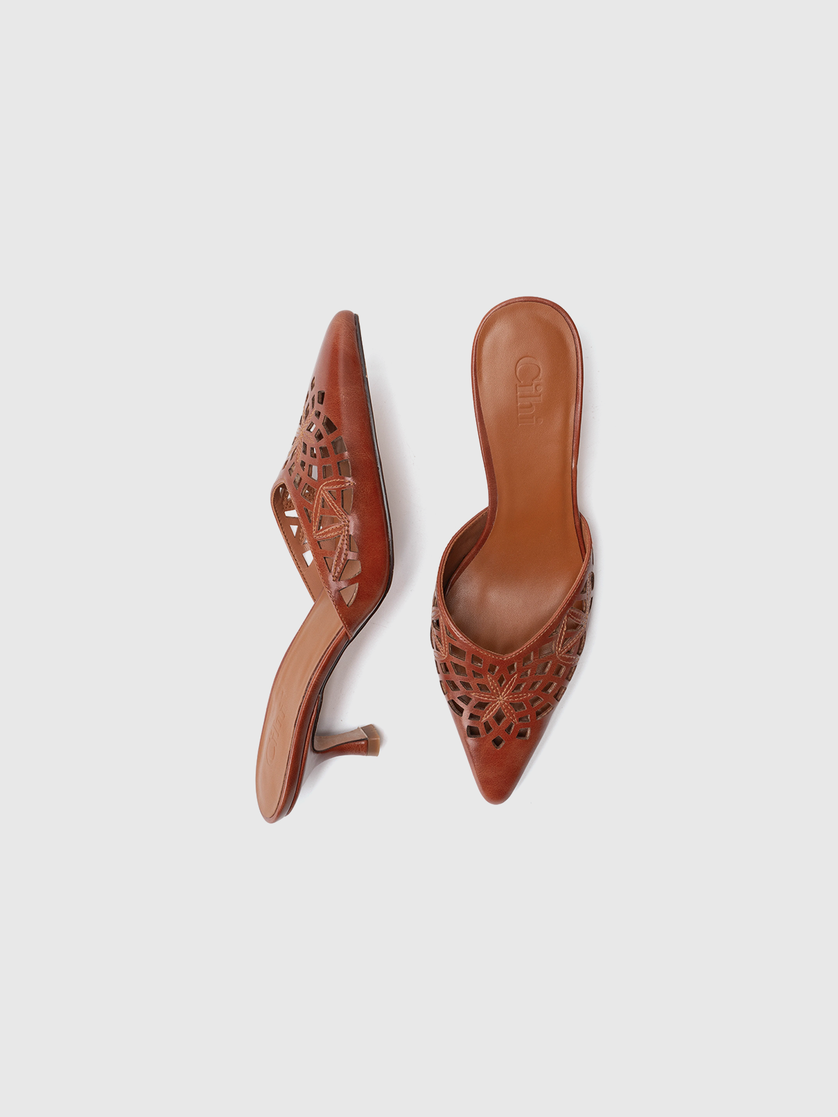 Cihi Architectural Floral Kitten-Heel