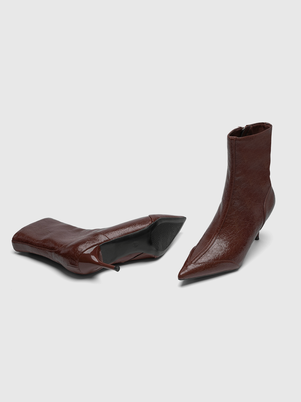 Cihi Textured Pointed Stiletto Ankle Boots
