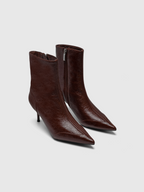 Cihi Textured Pointed Stiletto Ankle Boots