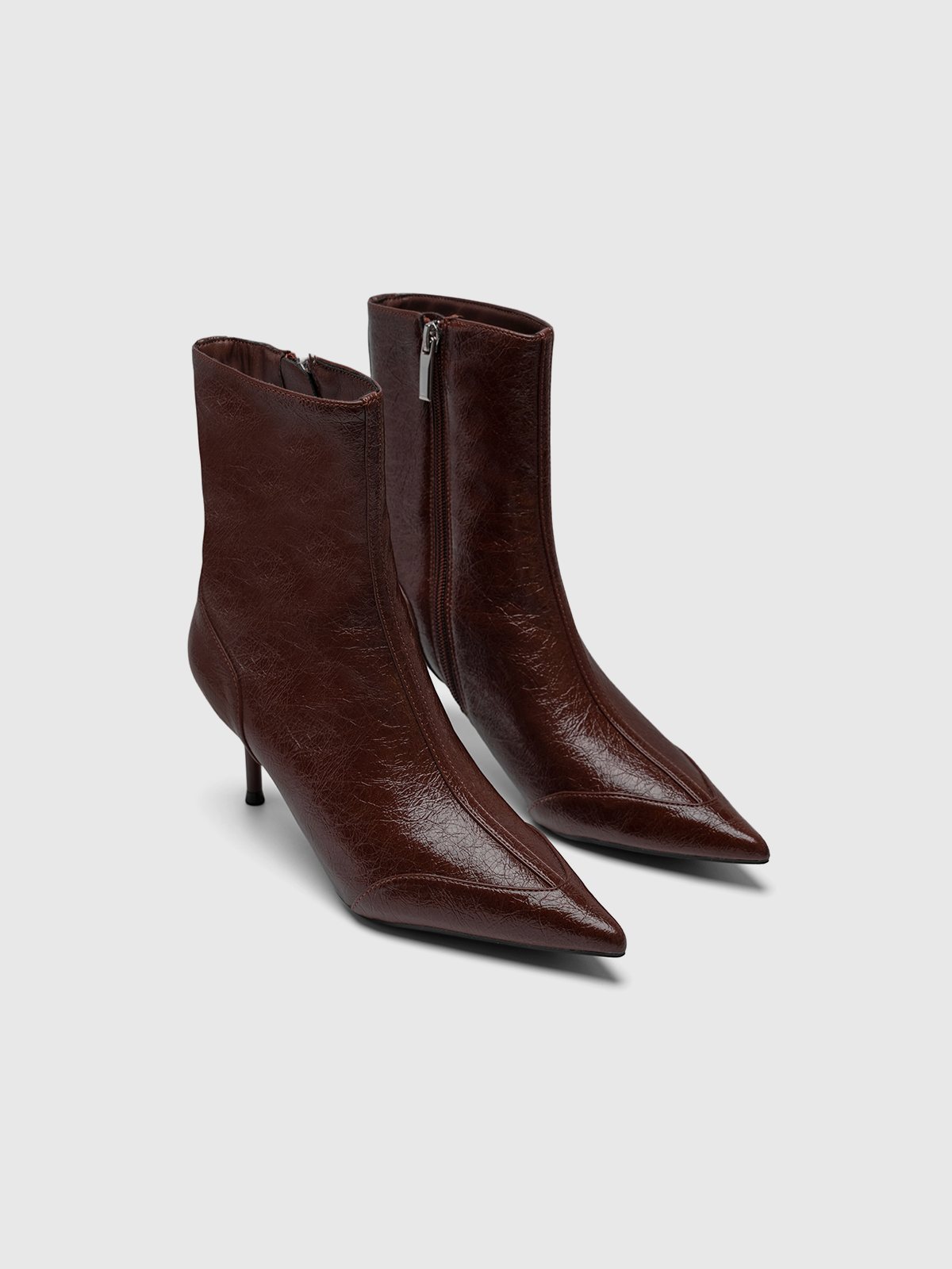 Cihi Textured Pointed Stiletto Ankle Boots