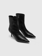 Cihi Textured Pointed Stiletto Ankle Boots